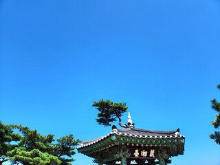 The pavilion in Naksansa Korean Buddhist Temple Complex in Yangyang, South Korea
