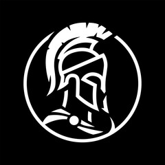 Spartan warrior logo, emblem on a dark background.