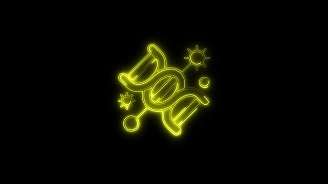 Glowing neon Dna  icon isolated on black background. HD Video motion graphic animation