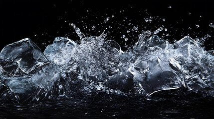 Fototapeta premium Water droplets splashing with force, creating a dynamic and energetic scene.