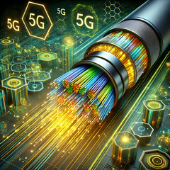 3d rendering Fiber optical cable detail
