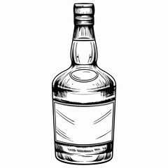 Black and white illustration of a liquor bottle