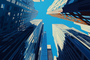 Modern Skyscrapers Against a Blue Sky