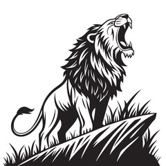 lion vector art silhouettes style with white background 