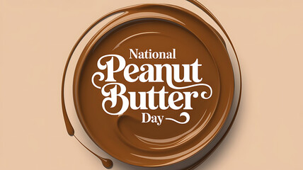 National Peanut Butter Day Banner with Elegant Typography and Peanut Butter Swirl
