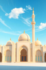AI generative. 3d render of mosque illustration for element  and background of islamic celebration greetings. 94