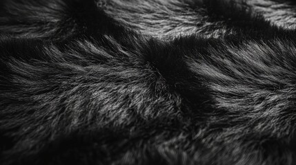 Soft black faux fur texture background