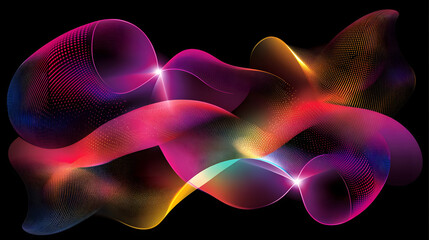 Obraz premium A futuristic abstract with glowing lines and dynamic shapes forming a high-tech, digital-inspired design in cool tones 