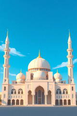 AI generative. 3d render of mosque illustration for element  and background of islamic celebration greetings. 101