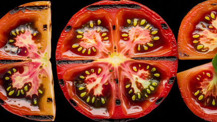 Grilled Tomato Slices  Juicy Red  Summer Food  BBQ  Closeup