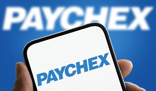 Dhaka, Bangladesh- 4 Dec 2024: Paychex logo is displayed on smartphone.