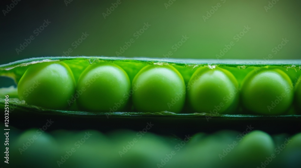 Wall mural Fresh green peas are nestled together in their pod. A close up of nature showcases healthy food and vibrant colors. Enjoy the beauty of natural produce. Generative AI