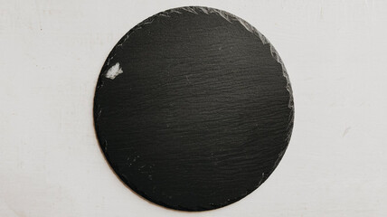 Rustic Black Slate Round Serving Board  Kitchen Plate  Food Presentation  Mockup  Menu Des