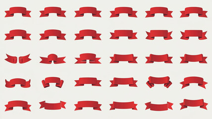 Red Ribbon Banners  Design Elements  Award Ribbons  Decorative Ribbons  Set of Ribbons  Ce