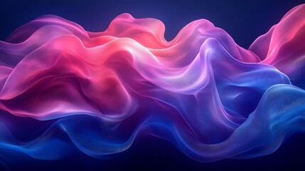 Obraz premium Dynamic blend of blue and magenta flowing curves with soft fluid lines and bold gradient colors creating an abstract vibrant digital art piece that bursts with energy and movement