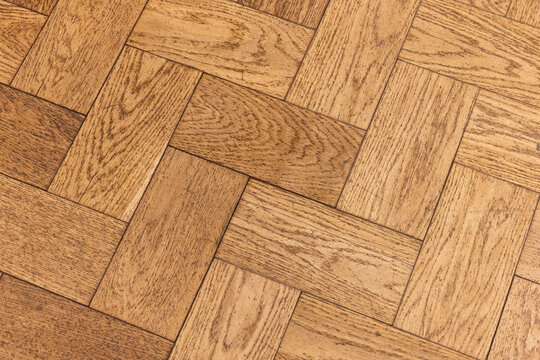 Vintage used oak parquet made of rectangle planks, top view