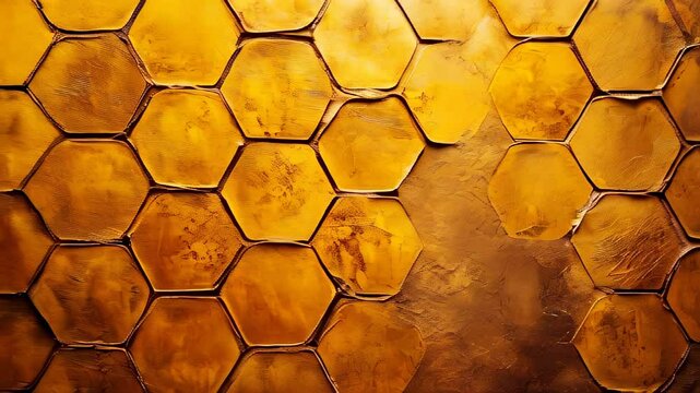 Warm golden hexagonal honeycomb pattern highlighting texture and design