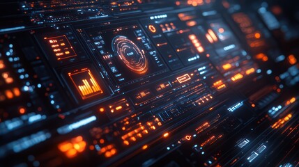 Obraz premium Futuristic Technology Interface: Digital Dashboard Display