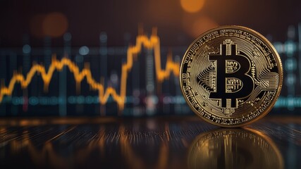 Bitcoin reclaims $100k value again, bitcoin with a background of highly increasing graph, bokeh

