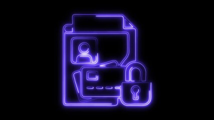 Glowing neon Transactional Data  icon isolated on black background. HD Video motion graphic animation