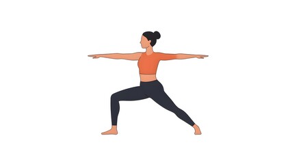 Fototapeta premium Illustration of Woman Practicing Warrior II Pose in Yoga