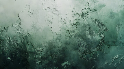 Muted, textured surface with a foggy, greenish-blue tint, resembling deep ocean depths.