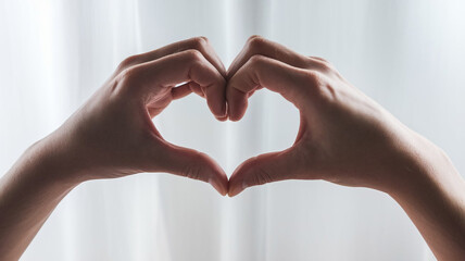Fototapeta premium Hands forming heart shape love romance gesture affection care tenderness compassion