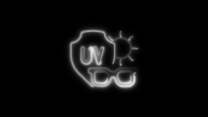 Glowing neon UV Protection  icon isolated on black background. HD Video motion graphic animation