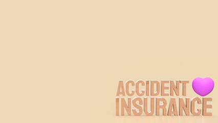 The Accident insurance wood and pink heart 3d rendering image..