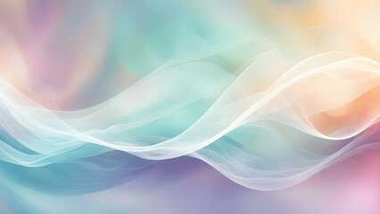 Abstract pastel background with flowing, translucent white waves on a soft, blurred gradient.