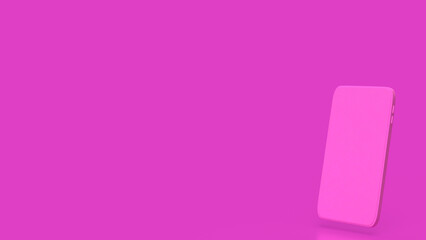 Smart phone on pink Background 3d Rendering.