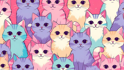 seamless pattern with funny cats