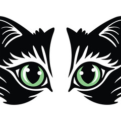  Close-up of a stylized cat eyes vector art illustration design