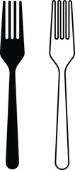 Cutlery icon set. Place Setting Paper, Plastic Fork, black line and flat vector collection isolated on transparent background. Utensils meal crockery symbol for food and app