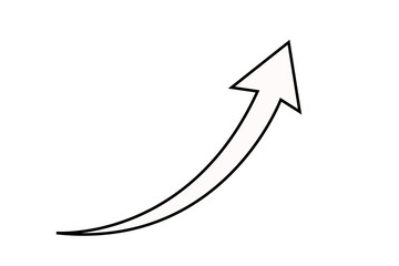 White curve arrow graph with black border icon transparent background. flat style. arrow icon for...