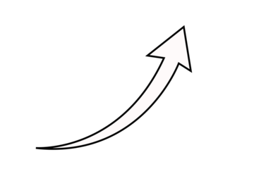 White curve arrow graph with black border icon transparent background. flat style. arrow icon for web site design, logo, app, UI design