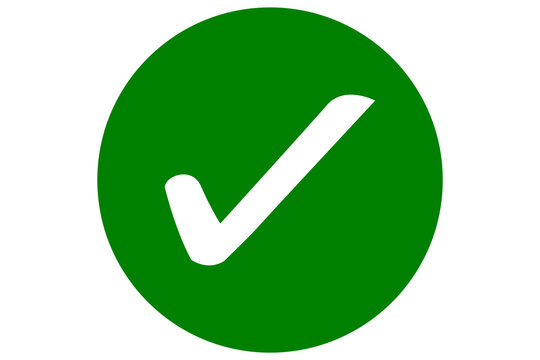 White right tick check mark icon on green circle over transparent background. flat style. tick icon for web site design, logo, app, UI design