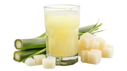 Glass of sugarcane juice on a transparent background. isolated background.
