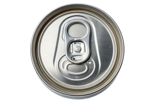 Close-up of a metallic beverage can top isolated with transparent background - Powered by Adobe