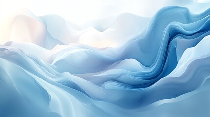 Obraz premium Serene Blue Abstract Landscape: Fluid Forms and Gentle Hues
