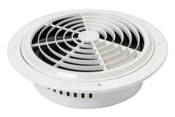 White round ventilation cover for ceiling isolated with transparent background