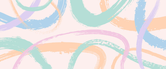 Abstract pastel background featuring colorful hand-drawn brushstroke patterns