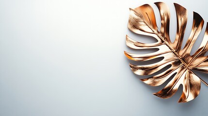 Golden leaf on light gray background.