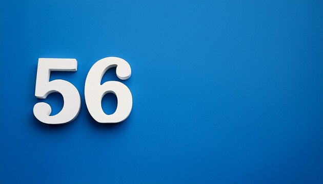 Banner number 56 on blue background, copy space. Generated image