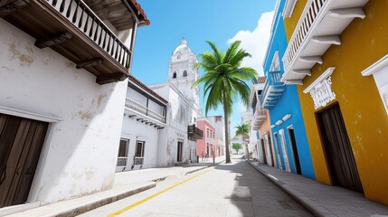 Vibrant Tropical City Street