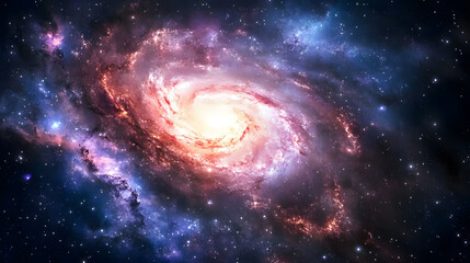 A colorful nebula filled with glowing stars and cosmic dust, emitting radiant light.