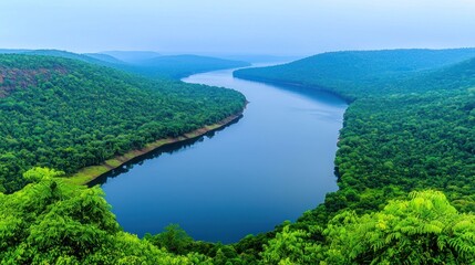 Serene River Valley Landscape