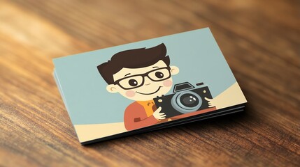 Cute Boy Photographer Business Cards Design