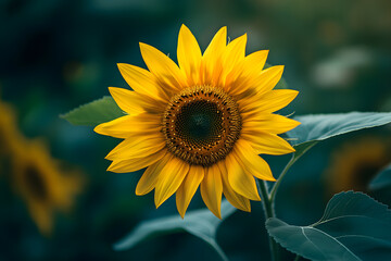 Naklejka premium Close-Up of a Vibrant Sunflower Bloom in a Garden