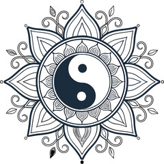  yin-yang-mandala An intricate mandala with symmetrical patterns, perfect for art, décor, and meditation projects